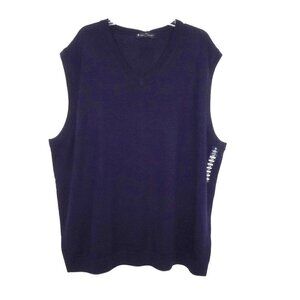 Hart Schaffner Marx Wool Sweater Vest Big Men's Size 3XB Blue Extra Fine Merino